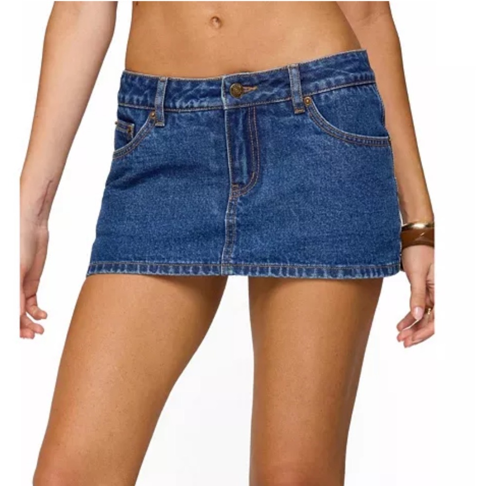Edikted Camelia Denim Mini Skort